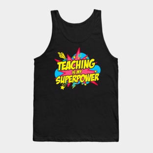 Teaching Is My Superpower Retro Comic Teacher Tank Top